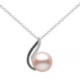 Stbrn nhrdelnk Agnes s rovou perlou a Brilliance Zirconia